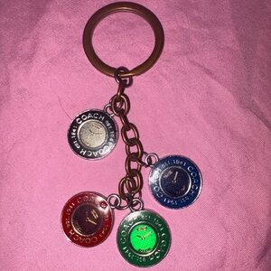 Coach red circle keychain